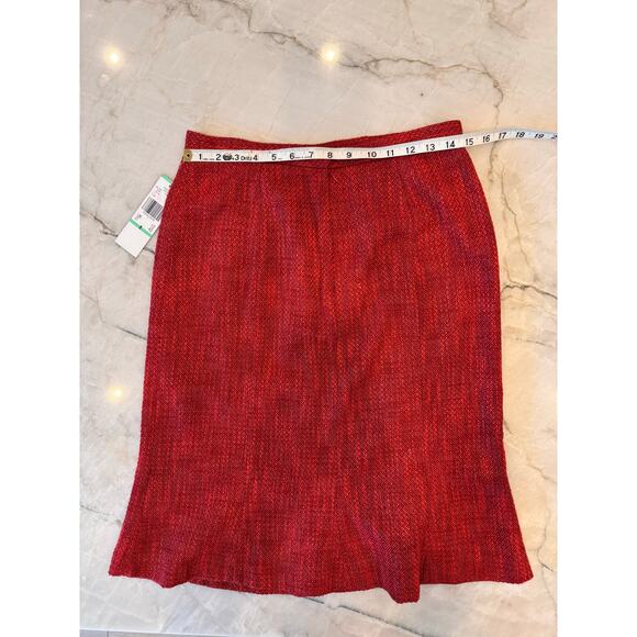 NWT Kasper Suit Size 8 Red Tweed 3-Piece Suit Skirt Christmas Holiday Party - Picture 7 of 14